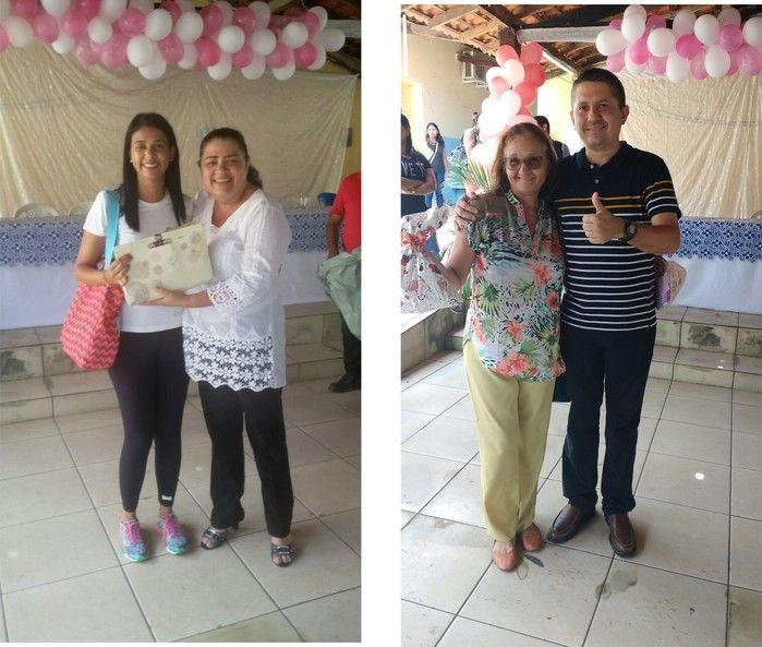 Aristeu Carvalho (Crédito: Ranúncia assessora da Secretaria de Assistência Social e Dr.º Marcelo Barbosa entregando brindes)