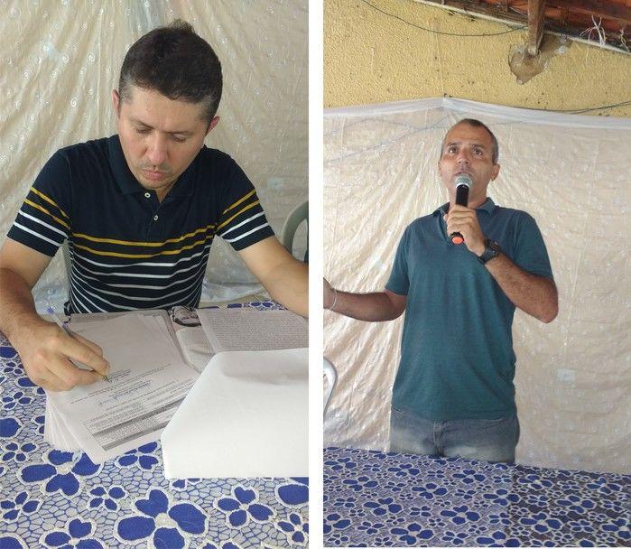 Aristeu Carvalho (Crédito: Marcelo Barbosa assinando Resolução do CMS e Luiz Barbosa em seu discurso)