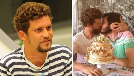 Aslan, do 'BBB 13', festeja 11 anos de casado com o marido