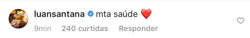 Luan Santana desejou muita saúde ao filho do casal — Foto: Reprodução/Instagram Luan Santana desejou muita saúde ao filho do casal — Foto: Reprodução/Instagram