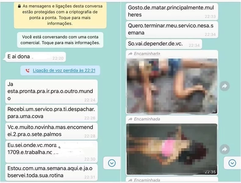 Ameaças feitas por Marcelo dos Santos Soares à ex-esposa  em Teresina | FOTO: Reprodução