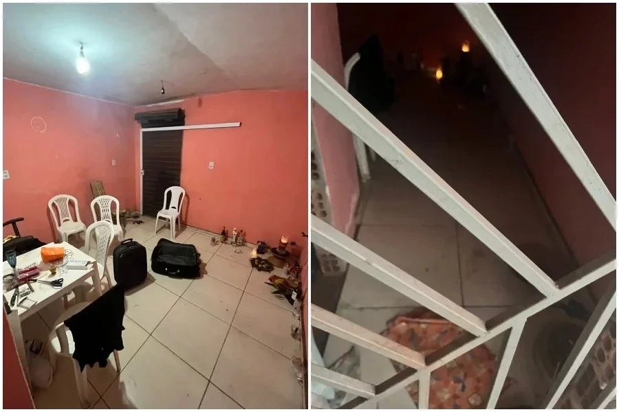 Objetos ritualísticos encontrados na casa de Fábio, em janeiro de 2023, quando ele foi preso | FOTO: Reprodução