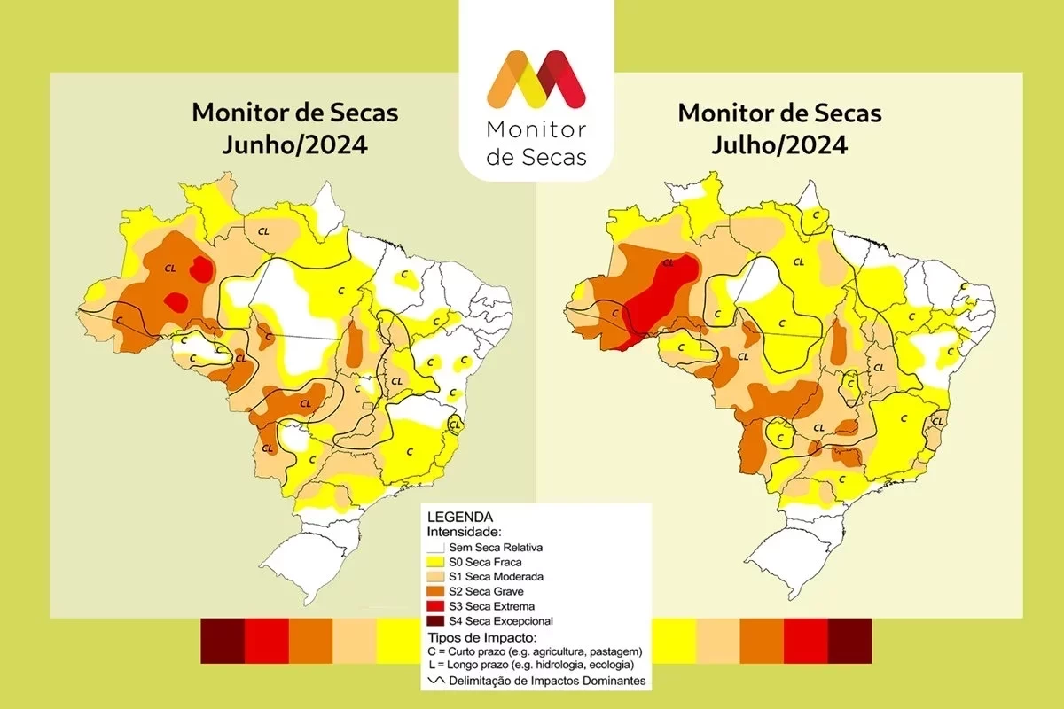 Mapas de junho e julho de 2024 