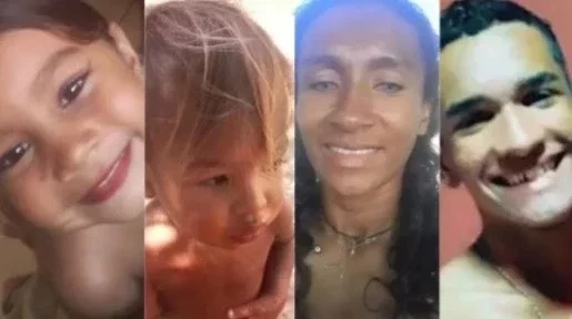 Lauane da Silva, de 3 anos, Igno Davi da Silva, 1 ano e 8 meses, Francisca Maria, de 32 anos, e Miguel dos Santos, de 18 anos (Foto: Divulgação)